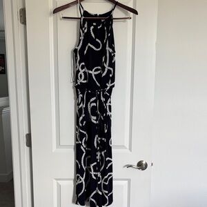London Times Black and White Patterned Jumpsuit